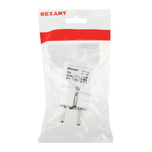 Вилка Евро прямая 16А с заземл. усиленная бел. Rexant 11-8948 фото 4 Вилка Евро прямая 16А с заземл. усиленная бел. Rexant 11-8948 фото 4