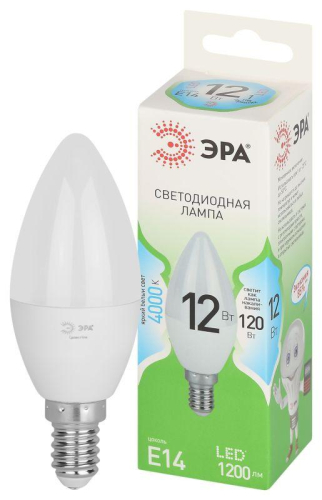 Лампа светодиодная GREEN LINE B35-12W-840-E14 GL 12Вт свеча 4000К яркий свет бел. E14 Эра Б0067140