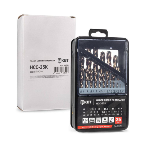 Набор сверл по металлу НСС-25К ПРОФИ КВТ 106206 фото 4