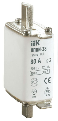 Вставка плавкая ППНИ-33 80А габарит 00С IEK DPP11-080 Вставка плавкая ППНИ-33 80А габарит 00С IEK DPP11-080