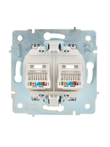 Розетка компьютерная 2-м СП ASTI IP20 RJ45 механизм жемчуж./бел. перламутр. LEZARD 7081-3088-141 фото 2