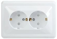 Розетка 2-м СП Вега РСш12-3-ВБ с заземл. контактом и защ. штор 16А бел. GENERICA ERV24-K01-16-DM