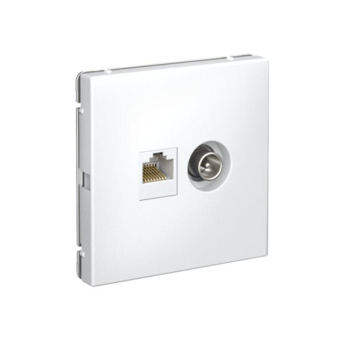 Розетка компьютерная + телевизионная 2-м СП ArtGallery RJ45 кат.5E + TV механизм бел. SE GAL000189 фото 3