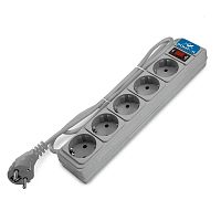 Удлинитель с сетевым фильтром 5х1.8м с заземл 10А IP20 2.2кВт ПВС 3х1 с выкл. сер. DOMTOK 2532