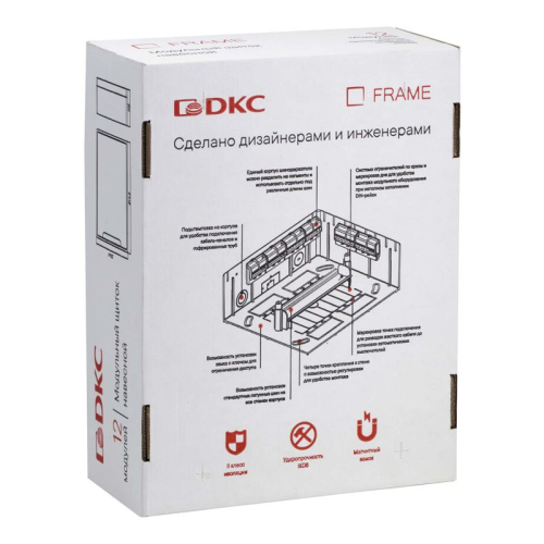 Щиток настенный Фрейм (FRAME) 12мод. с тонированной дверцей с 2 шин PEN на 8+6 отверст. бел. DKC F12W1WD фото 6 Щиток настенный Фрейм (FRAME) 12мод. с тонированной дверцей с 2 шин PEN на 8+6 отверст. бел. DKC F12W1WD фото 6