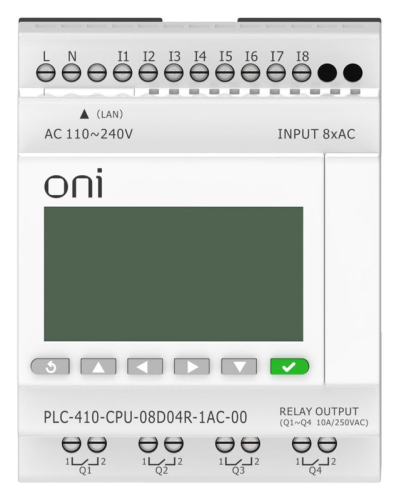 Модуль ЦПУ ПЛК 410 8 DI 4 RO 220В AC с Ethernet портом с экраном ONI PLC-410-CPU-08D04R-1AC-00 фото 7 Модуль ЦПУ ПЛК 410 8 DI 4 RO 220В AC с Ethernet портом с экраном ONI PLC-410-CPU-08D04R-1AC-00 фото 7