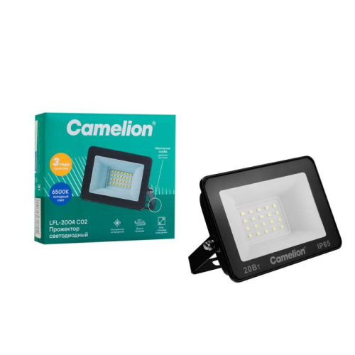 Прожектор светодиодный LFL-2004 C02 LED SMD 20Вт IP65 6500К 2000лм 230В 113х102х24 черн. Camelion 16330 фото 5 Прожектор светодиодный LFL-2004 C02 LED SMD 20Вт IP65 6500К 2000лм 230В 113х102х24 черн. Camelion 16330 фото 5