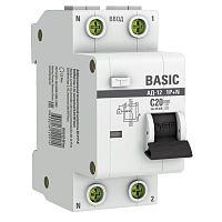 Выключатель автоматический дифференциального тока 2п (1P+N) C 20А 30мА тип AC 4.5кА АД-12 Basic EKF DA12-20-30-bas