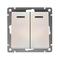 Выключатель 2-кл. СП Афина 10А IP20 с подсветкой механизм жемчуж. Universal A0123-OBr