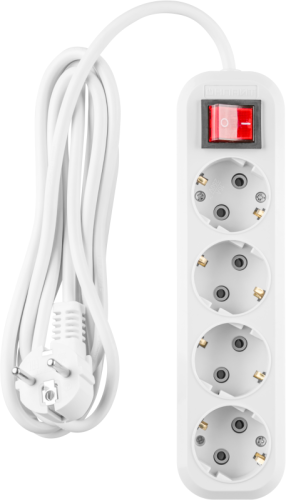 Удлинитель 4х3м с заземл. 16А IP20 90 809 OPE-S-04-300-ESC-3x1 с кнопкой бел. ОНЛАЙТ 90809 фото 2