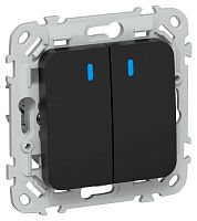 Выключатель 2-кл. СП FLITE ВС12-1-1-ФлЧ 10А с индикацией механизм черн. IEK FI-V20-1-10-1-K02