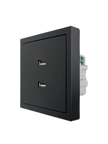 Розетка 1-мест. с 2-мест. USB разъем СП ZIMA IP20 черн. бархат LEZARD 704-4288-192 фото 2