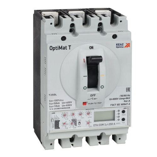 Выключатель автоматический для защиты двигателя OptiMat T250L ETA-M 250A 3P КЭАЗ 355911 Выключатель автоматический для защиты двигателя OptiMat T250L ETA-M 250A 3P КЭАЗ 355911
