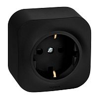 Розетка 1-м ОП Quteo 16А IP20 250В 2P+E с заземл. защ. шторки черн. матов. IEK 782476