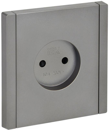 Розетка 1-м СП FORTE&PIANO FP517 10А без заземл. защ. шторки винт. крепл. сталь IEK FP-R13-10-K46