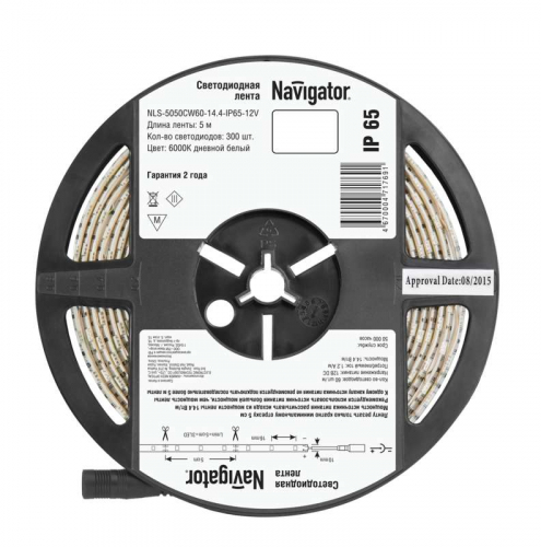 Лента светодиодная 71 769 NLS-5050CW60-14.4-IP65-12V R5 14.4Вт/м (уп.5м) Navigator 71769