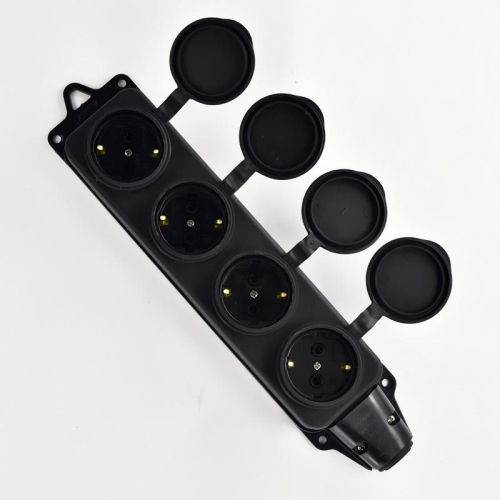 Колодка 4-м 16А IP44 2P+PE 220-240В с защ. крышками каучук LEZARD 106-0400-0107/107 Колодка 4-м 16А IP44 2P+PE 220-240В с защ. крышками каучук LEZARD 106-0400-0107/107