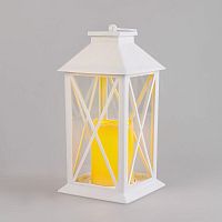 Фонарь декоративный 14х14х29см тепл. бел. со свечой корпус бел. Neon-Night 513-046