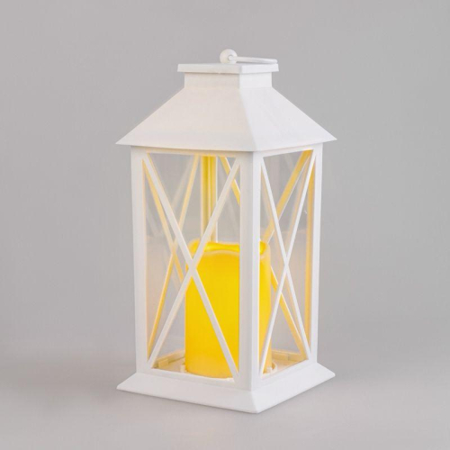 Фонарь декоративный 14х14х29см тепл. бел. со свечой корпус бел. Neon-Night 513-046 Фонарь декоративный 14х14х29см тепл. бел. со свечой корпус бел. Neon-Night 513-046
