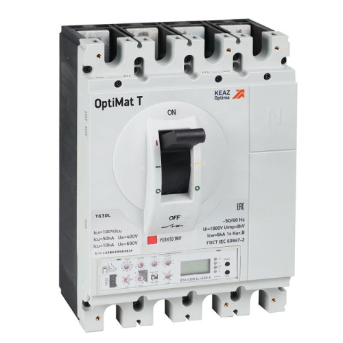 Выключатель автоматический в литом корпусе OptiMat T400L ETA-COM 400А 4P КЭАЗ 355905 Выключатель автоматический в литом корпусе OptiMat T400L ETA-COM 400А 4P КЭАЗ 355905