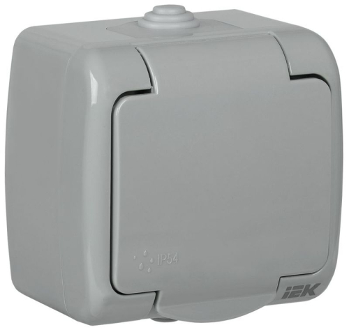 Розетка 1-м ОП AQUATIC РСш12-2-А 16А IP54 с заземл. с крышкой GENERICA ERA12-K03-16-54