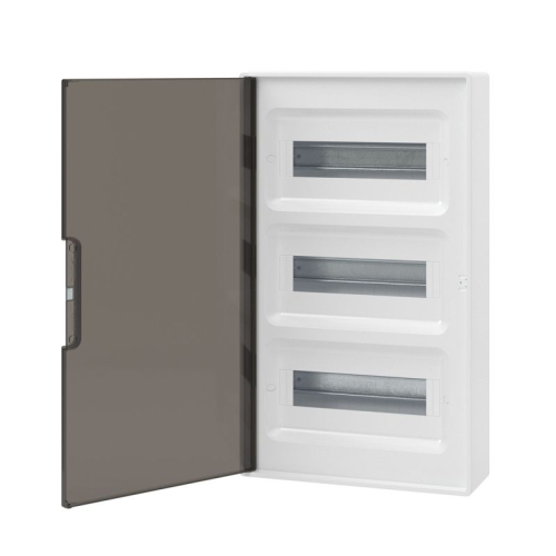 Щиток настенный 36мод. IP41 с тонированной дверцей с шинами PEN 2шт 8 отверст.+2шт 10 отверст. бел. DKC F36W1WD фото 3