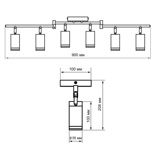 Светильник PCL-0306 6xGU10 IP20 230В BL настен./потолочн. декор. под лампу JazzWay 5066601 фото 6 Светильник PCL-0306 6xGU10 IP20 230В BL настен./потолочн. декор. под лампу JazzWay 5066601 фото 6