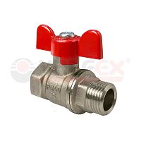 Кран шаровой ручка-бабочка (внутр./наружн.) 1дюйм латунь с никелир. покрытием (48/12) VALFEX VF.218.NB1.100