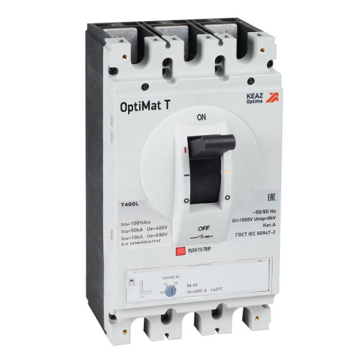 Выключатель автоматический на напряжение до 1000VAC OptiMat T400M-HV TM 400A 3P КЭАЗ 356955 Выключатель автоматический на напряжение до 1000VAC OptiMat T400M-HV TM 400A 3P КЭАЗ 356955