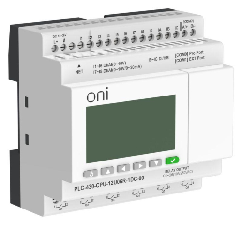 Модуль ЦПУ ПЛК 430 4 DI 6 UI (0-10В/DI) 2 UI (0-10В/0-20мА/DI) 6 RO 24В DC с Ethernet портом с экраном ONI PLC-430-CPU-12U06R-1DC-00 фото 5