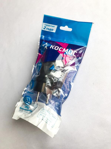 Вилка прямая 16А IP44 черн. КОСМОС VKsm-Z-IP(B)16A фото 2