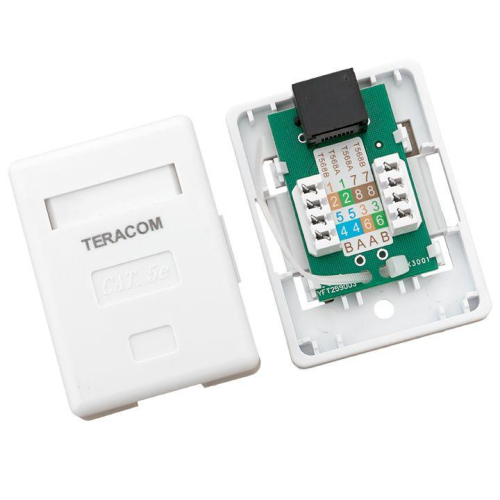 Розетка настенная TERACOM кат.5E неэкранированная 1 порт RJ-45 Dual IDC бел. EKF TRC-WBOX-1RJ45-5EUTP-WH фото 7