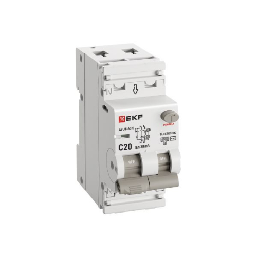 Выключатель автоматический дифференциального тока 2п (1P+N) C 20А 30мА тип AC 6кА АВДТ-63N (электрон.) PROxima EKF D63N26E20C30 фото 2 Выключатель автоматический дифференциального тока 2п (1P+N) C 20А 30мА тип AC 6кА АВДТ-63N (электрон.) PROxima EKF D63N26E20C30 фото 2