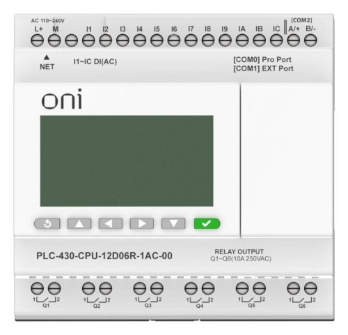 Модуль ЦПУ ПЛК 430 12 DI 6 RO 220В AC с Ethernet портом с экраном ONI PLC-430-CPU-12D06R-1AC-00 фото 2