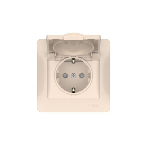Розетка Glossa 16А IP20 с заземл. защ. шторки с крышкой быстрозажим. клем. в сборе беж. SE GSL000246S фото 5