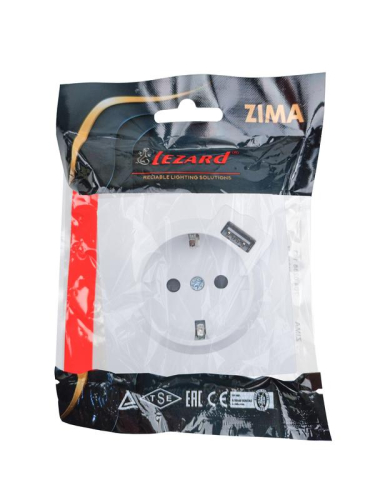 Розетка 1-мест. с/з+USB разъем ZIMA IP20 бел. LEZARD 704-0288-181 фото 6