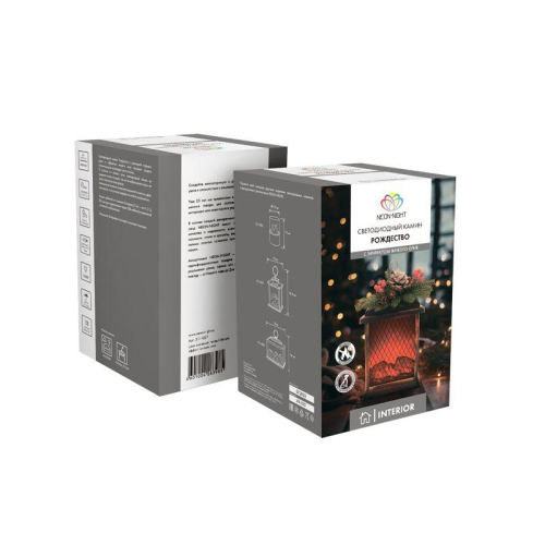 Камин светодиодный Рождество с эффектом живого огня 15х14х26см батарейки 2хС (не в комплекте) и USB бронзовый Neon-Night 511-027 фото 9