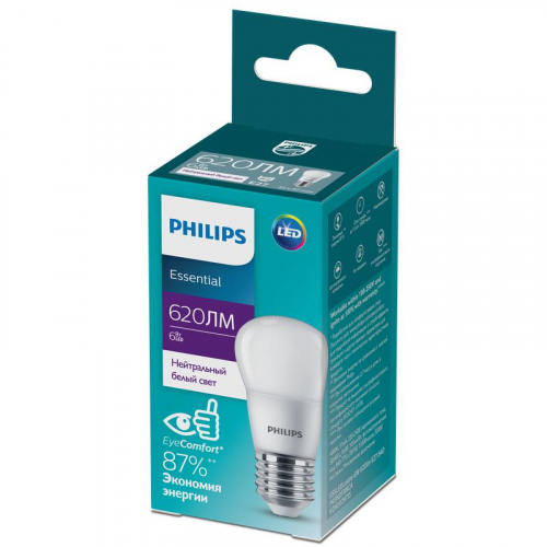 Лампа светодиодная ESS LEDLustre 6Вт P45FR 620лм E27 840 PHILIPS 929002971507 фото 2 Лампа светодиодная ESS LEDLustre 6Вт P45FR 620лм E27 840 PHILIPS 929002971507 фото 2