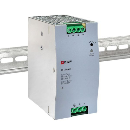 Блок питания на DIN-рейку 240Вт Uвх ~ 220В AC Uвых - 24В DC постоянного тока EKF DR-E-240W-24 фото 2