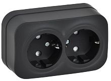Розетка 2-м ОП GLORY РСш22-3-ХЧм 16А с заземл. защ. шторки черн. матов. IEK ERH24-K02M-16
