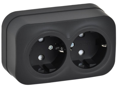 Розетка 2-м ОП GLORY РСш22-3-ХЧм 16А с заземл. защ. шторки черн. матов. IEK ERH24-K02M-16 Розетка 2-м ОП GLORY РСш22-3-ХЧм 16А с заземл. защ. шторки черн. матов. IEK ERH24-K02M-16