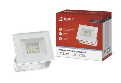 Прожектор светодиодный СДО-7 20Вт 6500К IP65 1800лм 230В бел. IN HOME 4690612034683 Прожектор светодиодный СДО-7 20Вт 6500К IP65 1800лм 230В бел. IN HOME 4690612034683