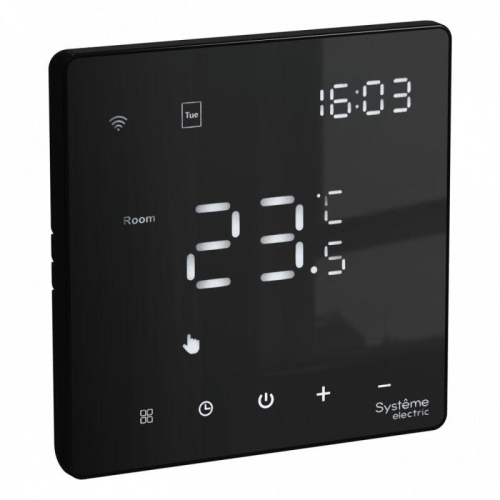 Термостат программируемый ArtGallery 16А с Wi-Fi для электрич. теплого пола моноблочный черн. SE GAL001038 Термостат программируемый ArtGallery 16А с Wi-Fi для электрич. теплого пола моноблочный черн. SE GAL001038