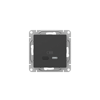 Розетка СП Эпика USB-С быстрая механизм черн. EKF UP1-SOB-USBCF