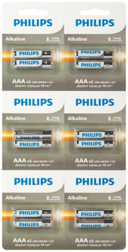 Элемент питания алкалиновый AAA/LR03 1.5В Entry отрывной набор (блист. 12шт) Philips Б0064646