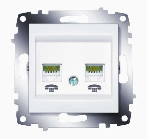 Розетка телефонная 2-м Cosmo RJ11 механизм бел. ABB 619-010200-222