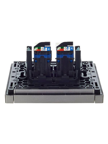 Розетка компьютерная 2-м RJ45 кат.6 FORTE&PIANO FP534 сталь IEK FP-K20-2-K46 фото 3