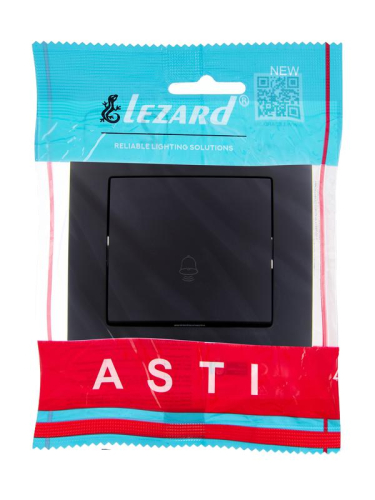 Кнопка звонка 1-кл.СП ASTI 10А IP20 в сборе черн. бархат LEZARD 7081-4242-103 фото 3