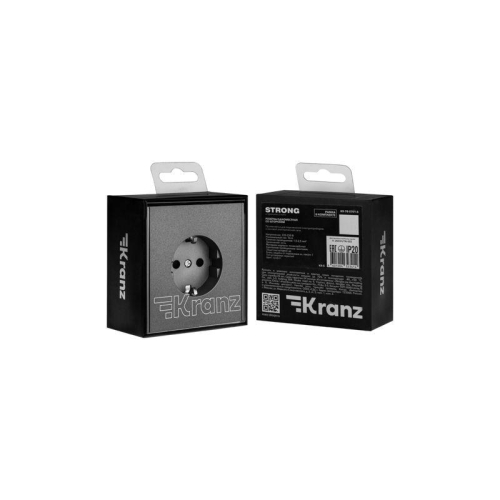 Розетка 1-м СП STRONG MIELE 16А с заземл. защ. шторки графит Kranz KR-78-0701-6 фото 7
