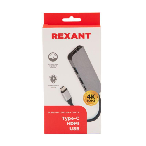 Разветвитель USB Type-C на 4 порта: 1xHDMI/2xUSB 3.0 PD/1xType-C PD Rexant 18-4151 фото 3